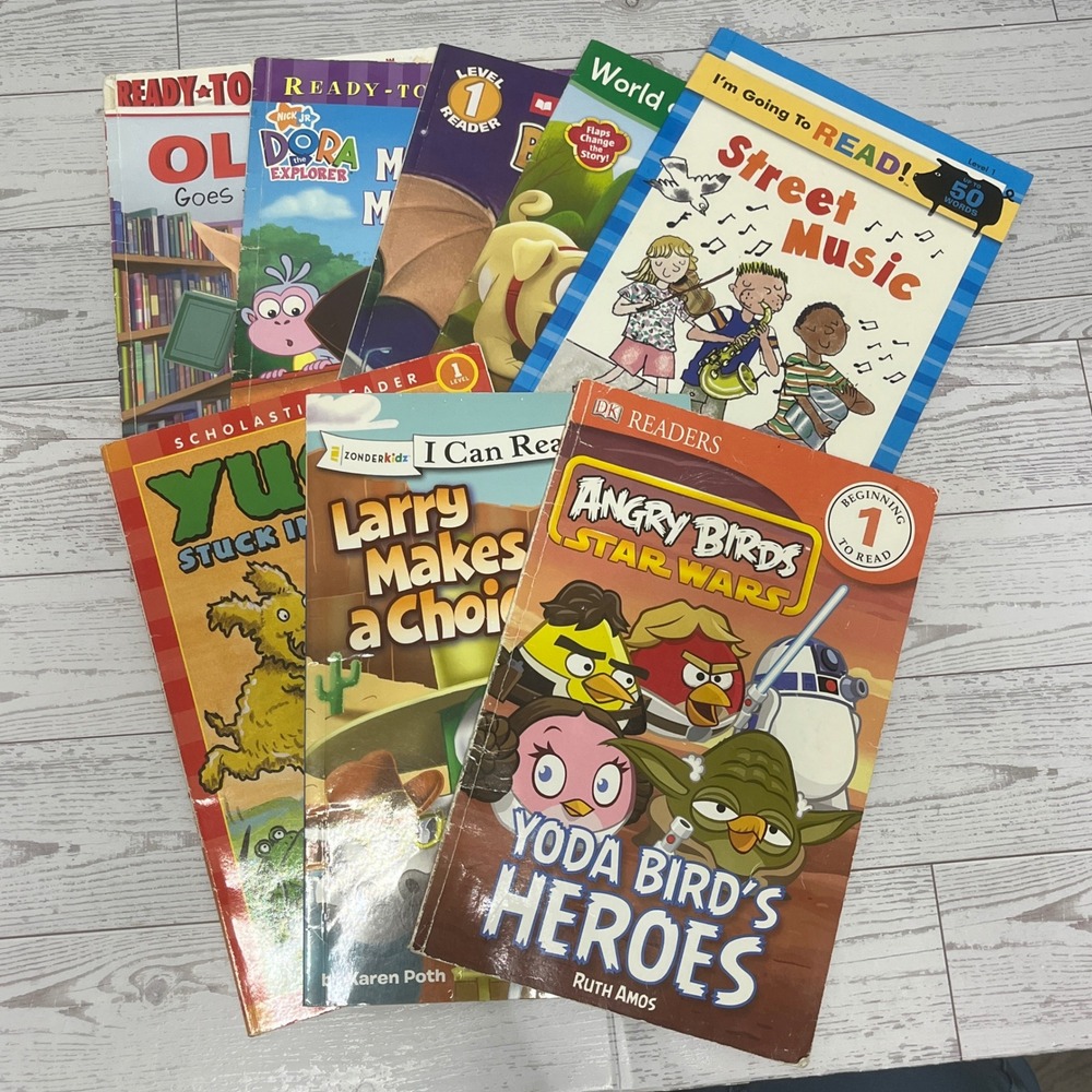 Lot of 8 Level 1 Beginning Reader Books Dora Olivia VeggieTales Star Wars Puppy